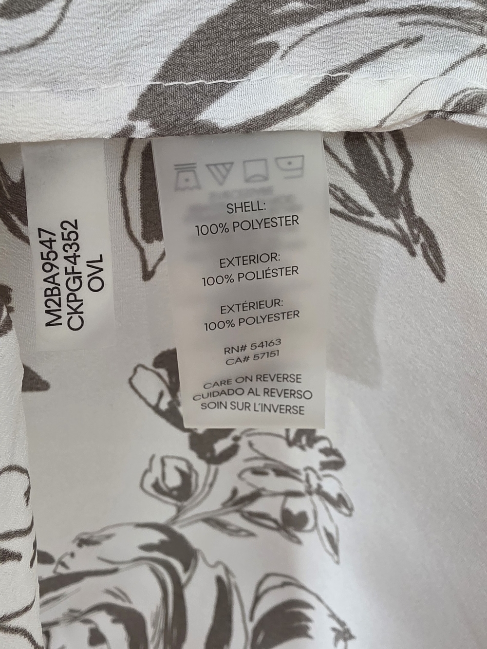 Calvin Klein Cream and Brown Floral Button-Down Blouse - Picture 5 of 5